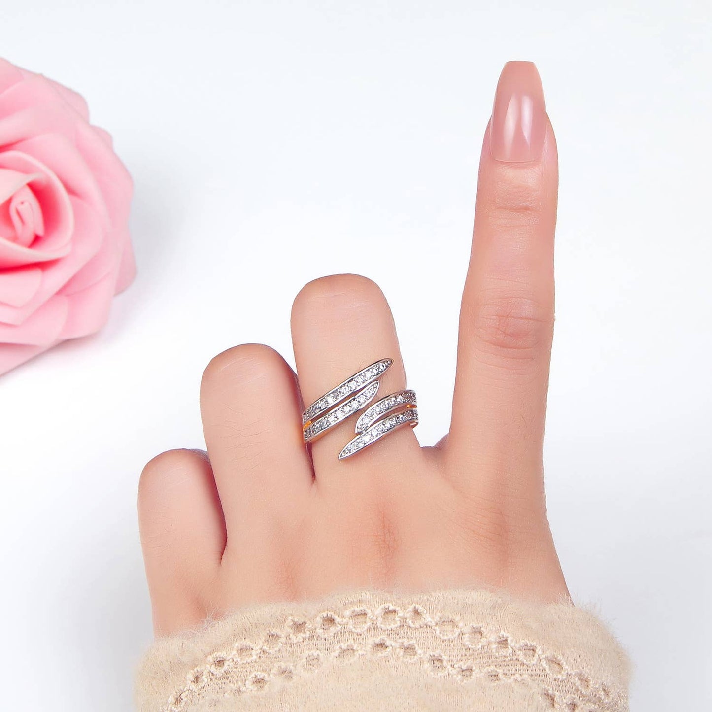 24K Gold Filled CZ Multiple Band Wrap Ring | O1420