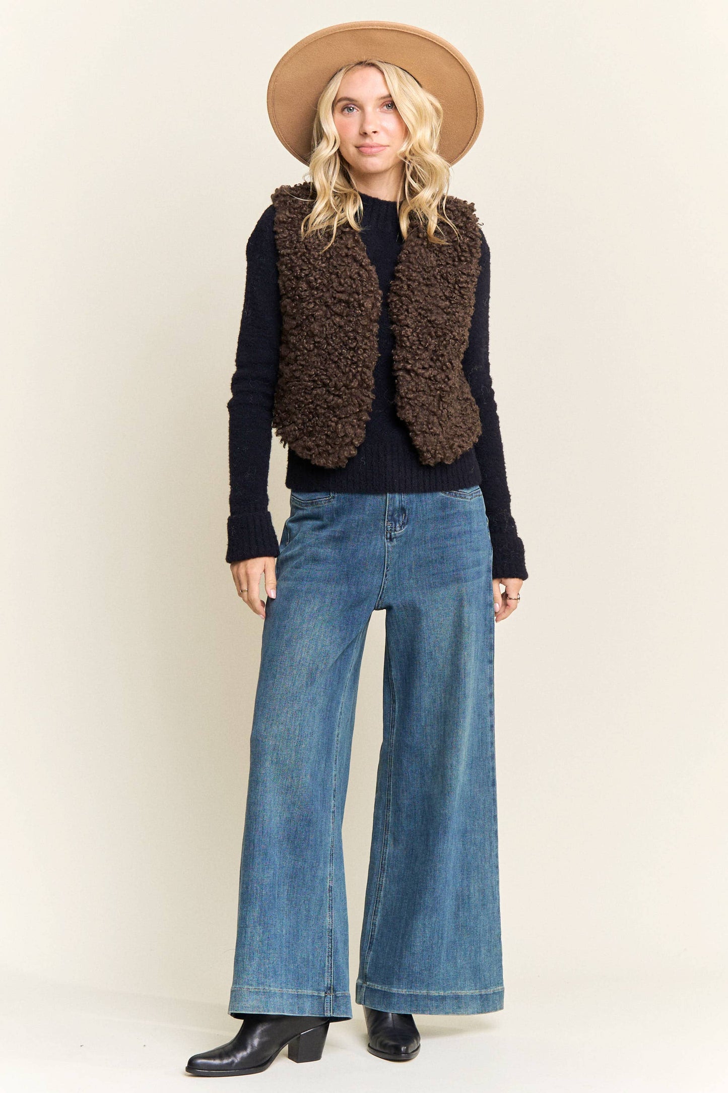 LEJ4199-FAUX FUR LUXE LONG VEST