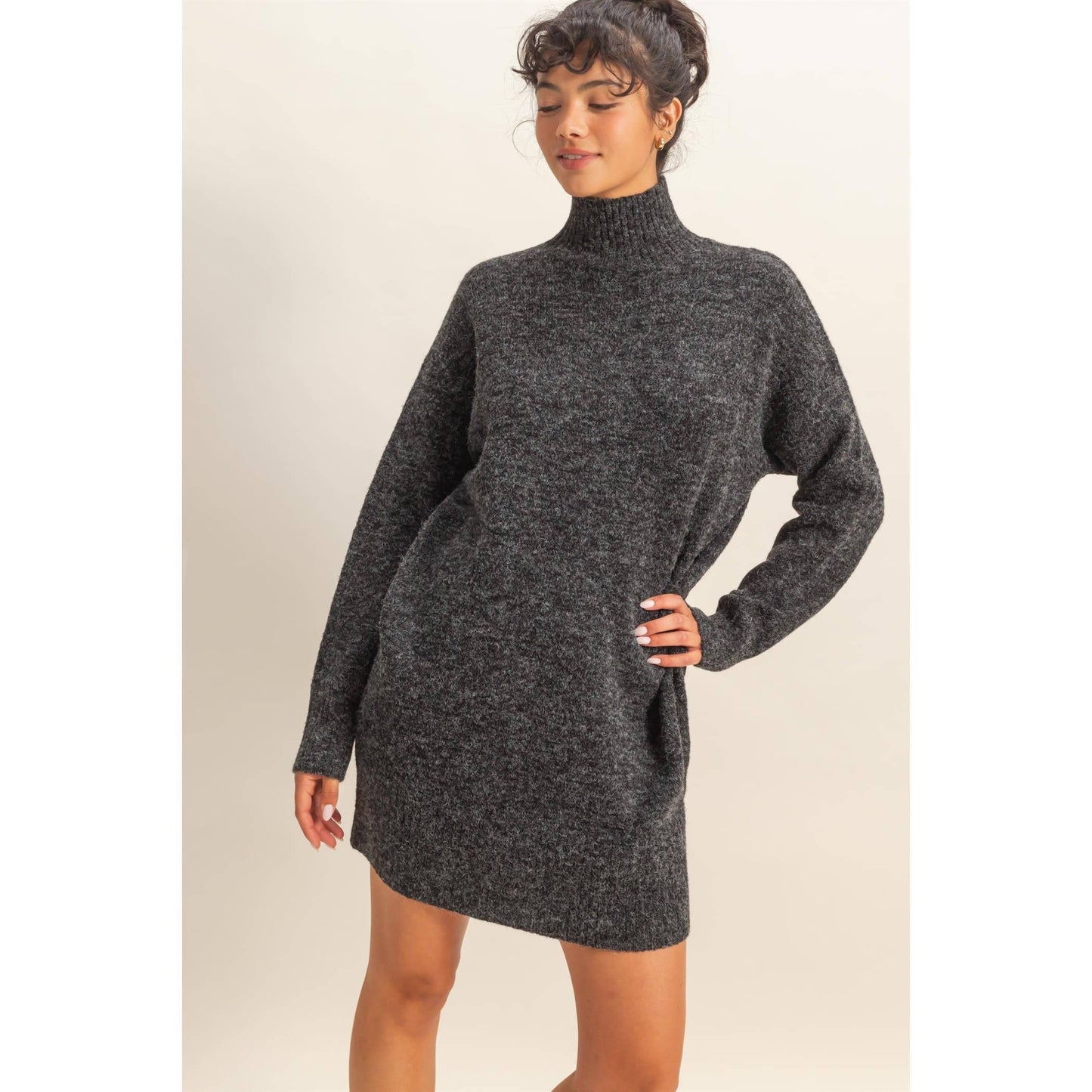 High Neck Sweater Mini Dress