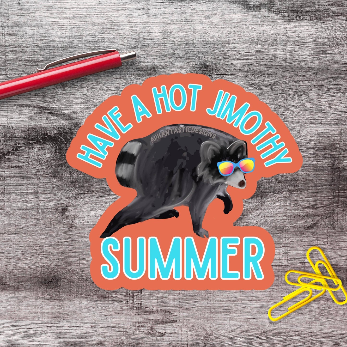 Hot Jimothy Summer Raccoon Vinyl Sticker