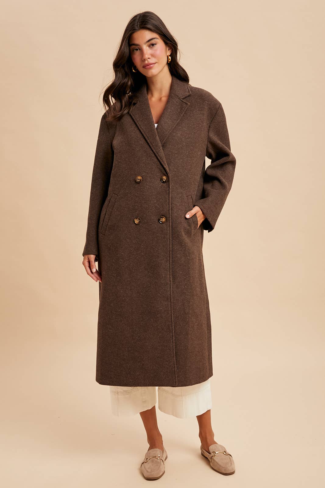 FELTED DOUBLE BREASTED LAPEL DUSTER COAT