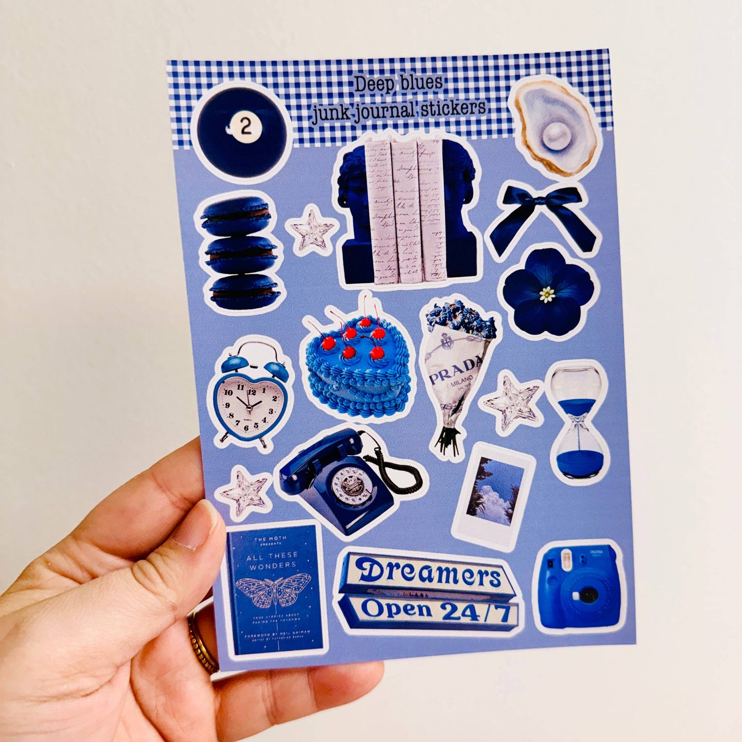 Junk Journal Stickers, Deep Blues
