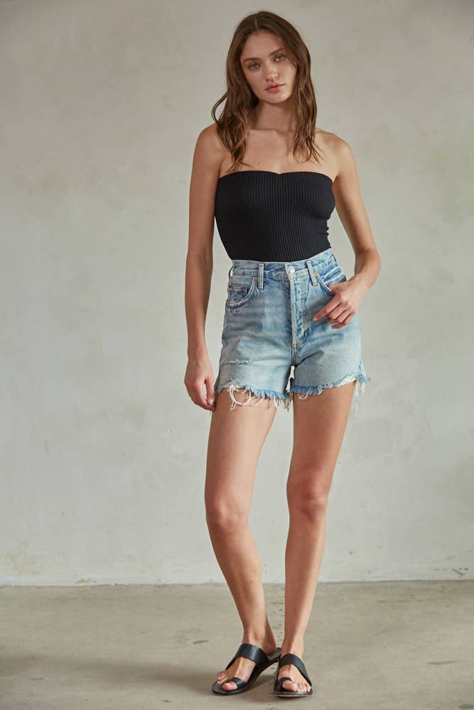 S1188N | Sweetheart Neckline Seamless Ribbed Tube Top
