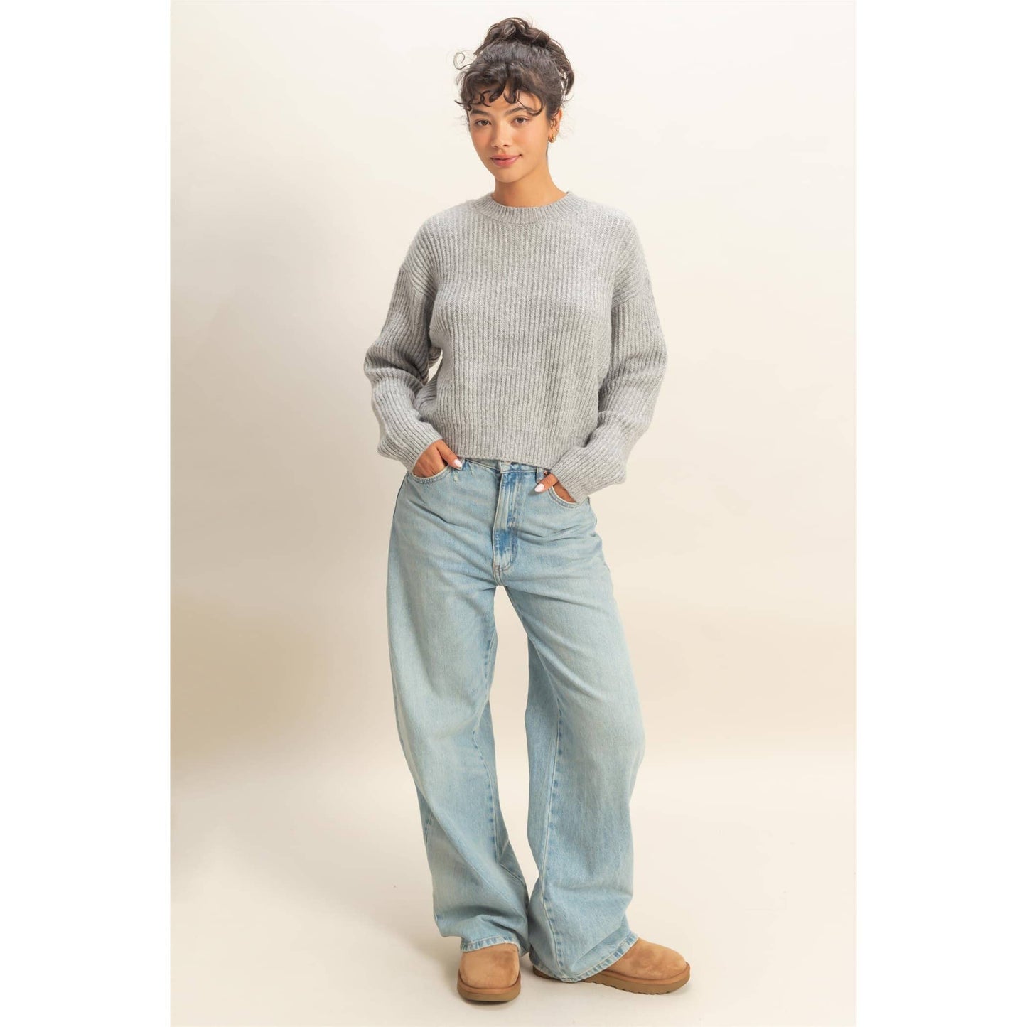 Ribbed Crew Neck Sweater