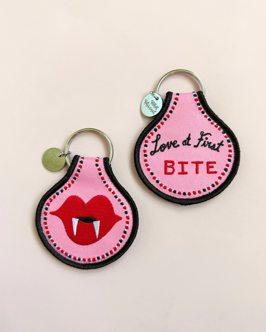 Love at First Bite | Bookish Embroidered Keychain