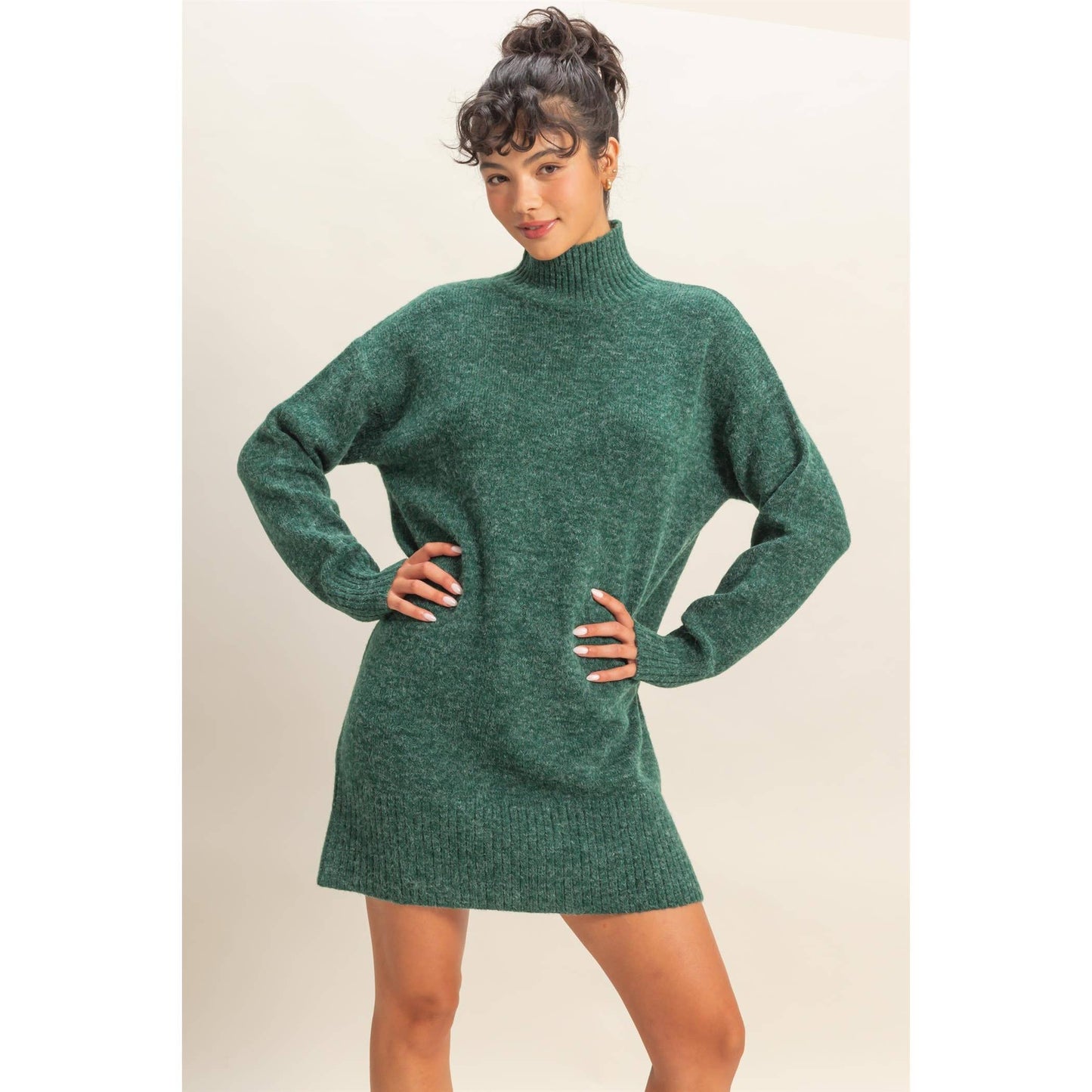 High Neck Sweater Mini Dress