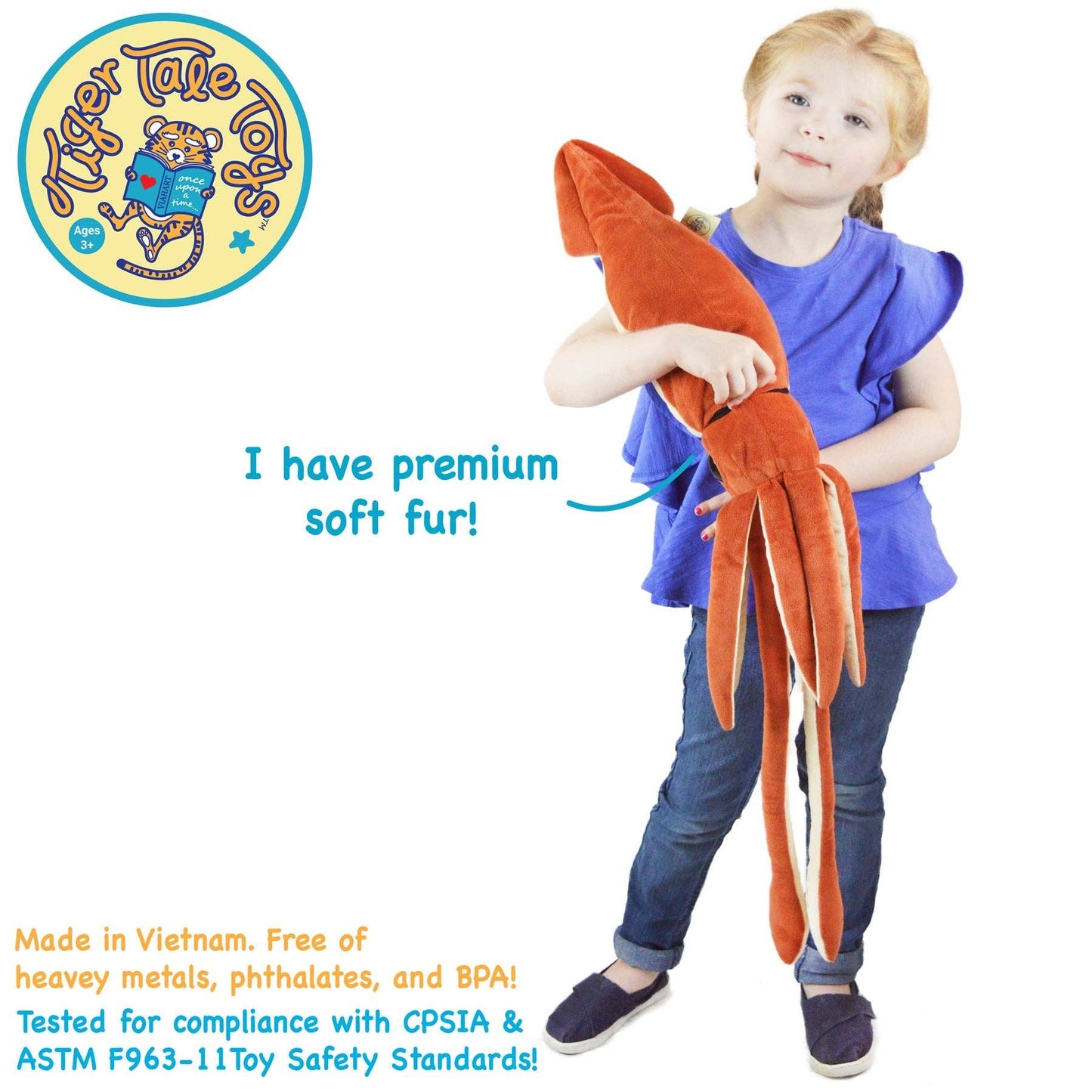 Shubert The Squid | 34 Inch Stuffed Animal Plush | By TigerH