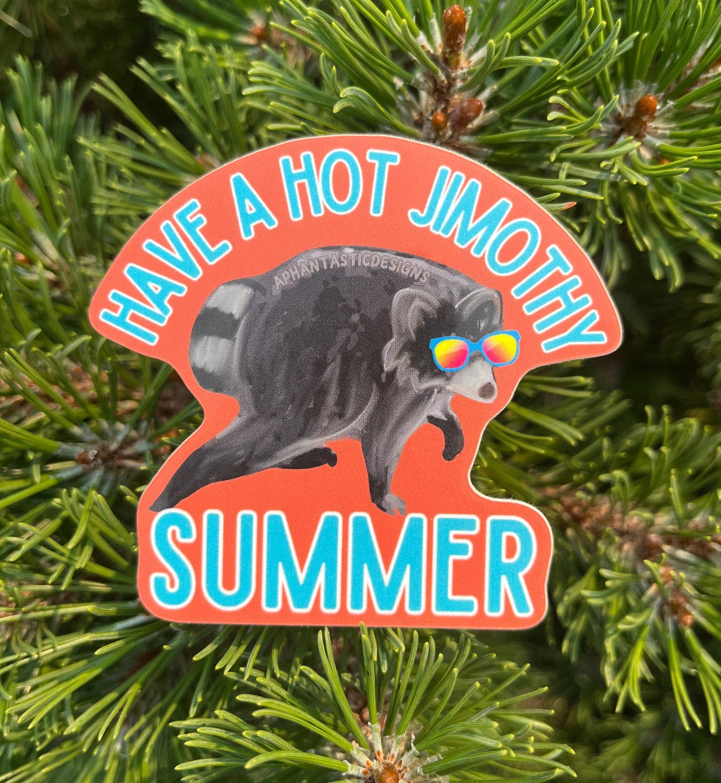 Hot Jimothy Summer Raccoon Vinyl Sticker