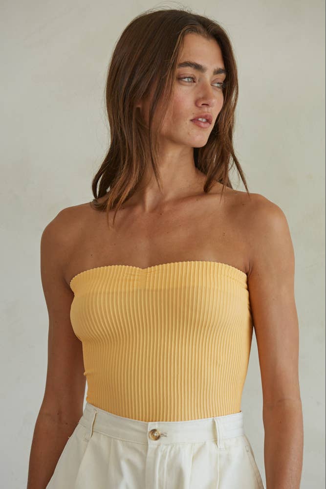 S1188N | Sweetheart Neckline Seamless Ribbed Tube Top
