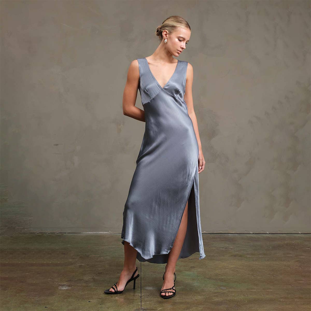 Side Slit Satin Dress - RD1010