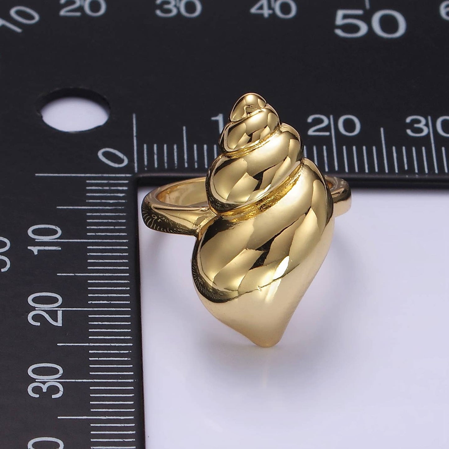 The Sebastian Gold Trumpet Clam Shell Beach Adjustable Ring