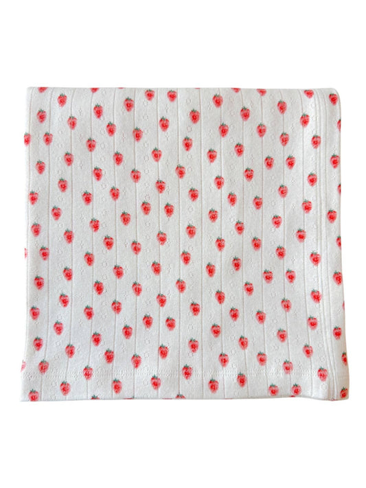 White Strawberry / Organic Pointelle Swaddle
