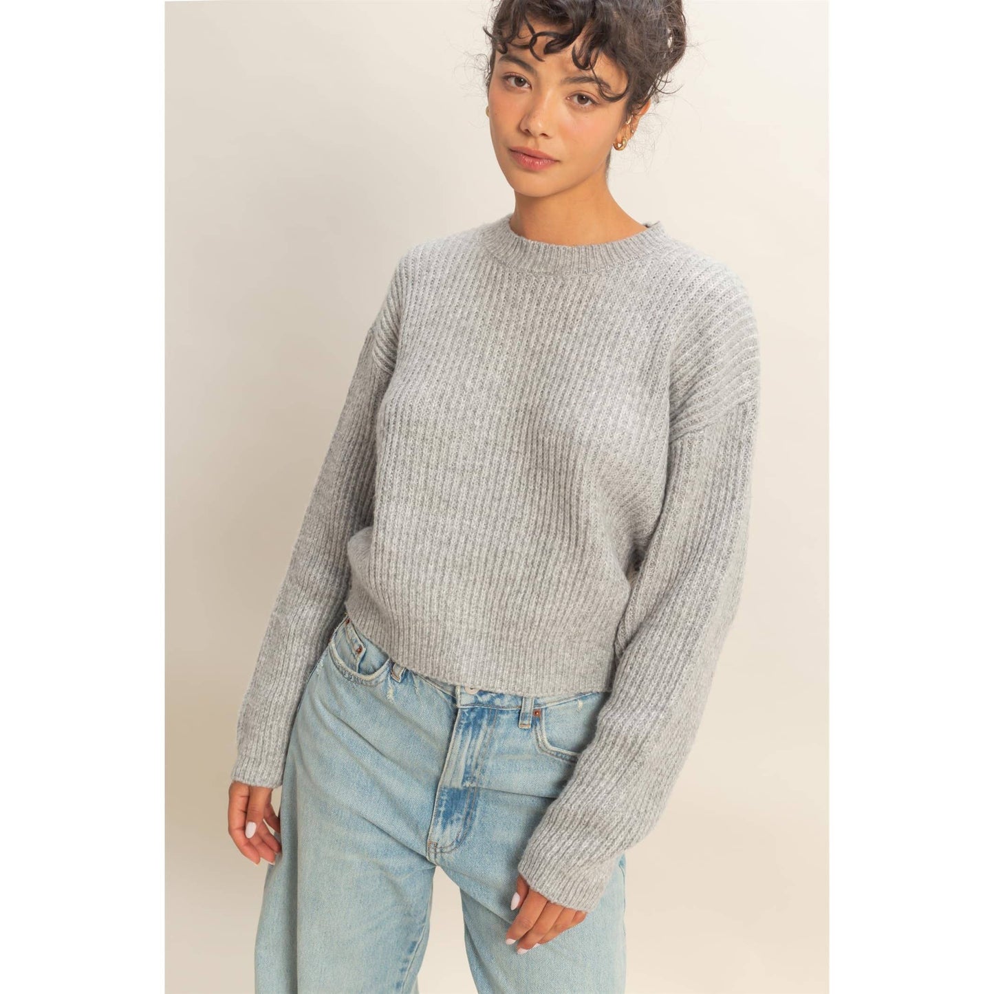 Ribbed Crew Neck Sweater