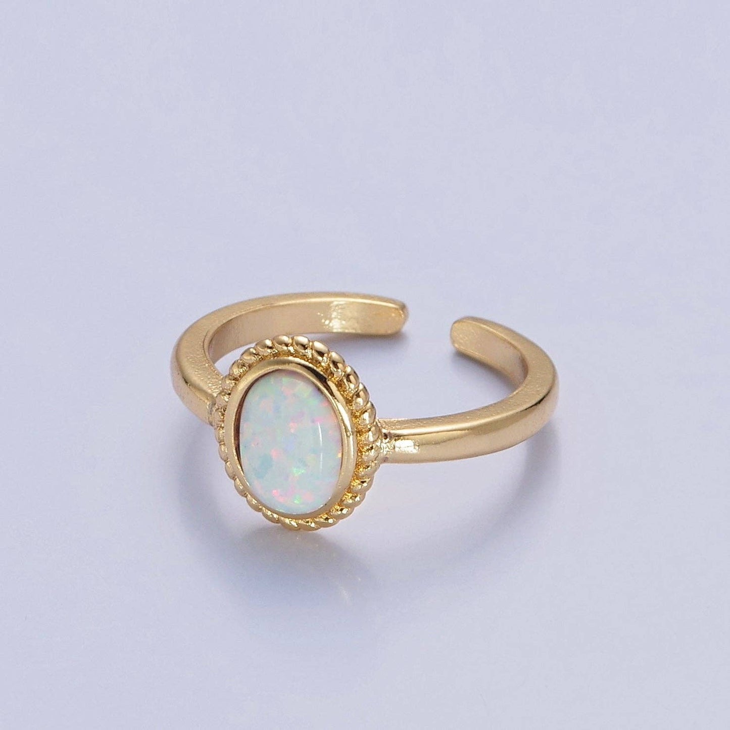 Ocean Blue Opal Gold Vintage Style Ring V-462 V-463