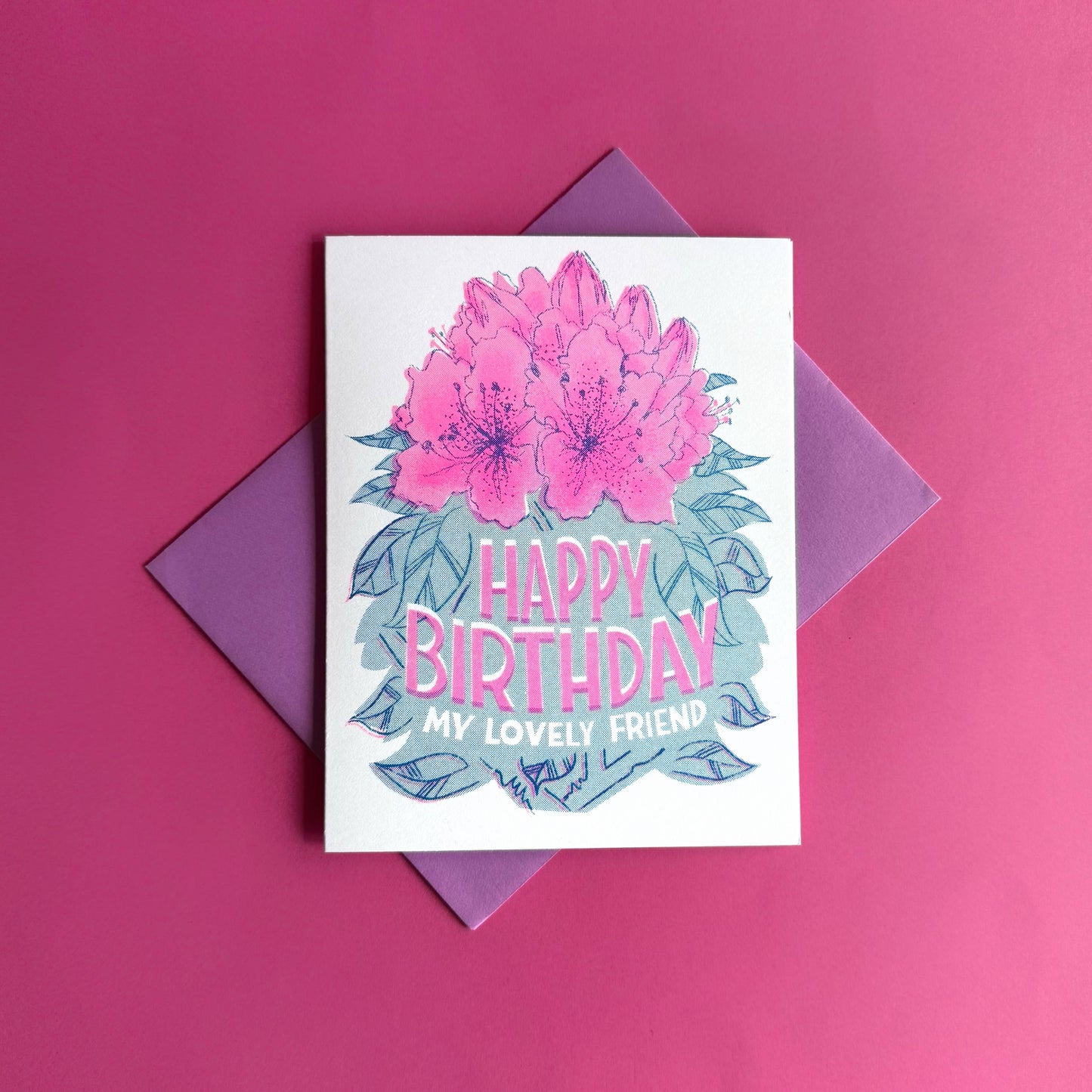 Lovely Rhody  Birthday - Cute Risograph Card