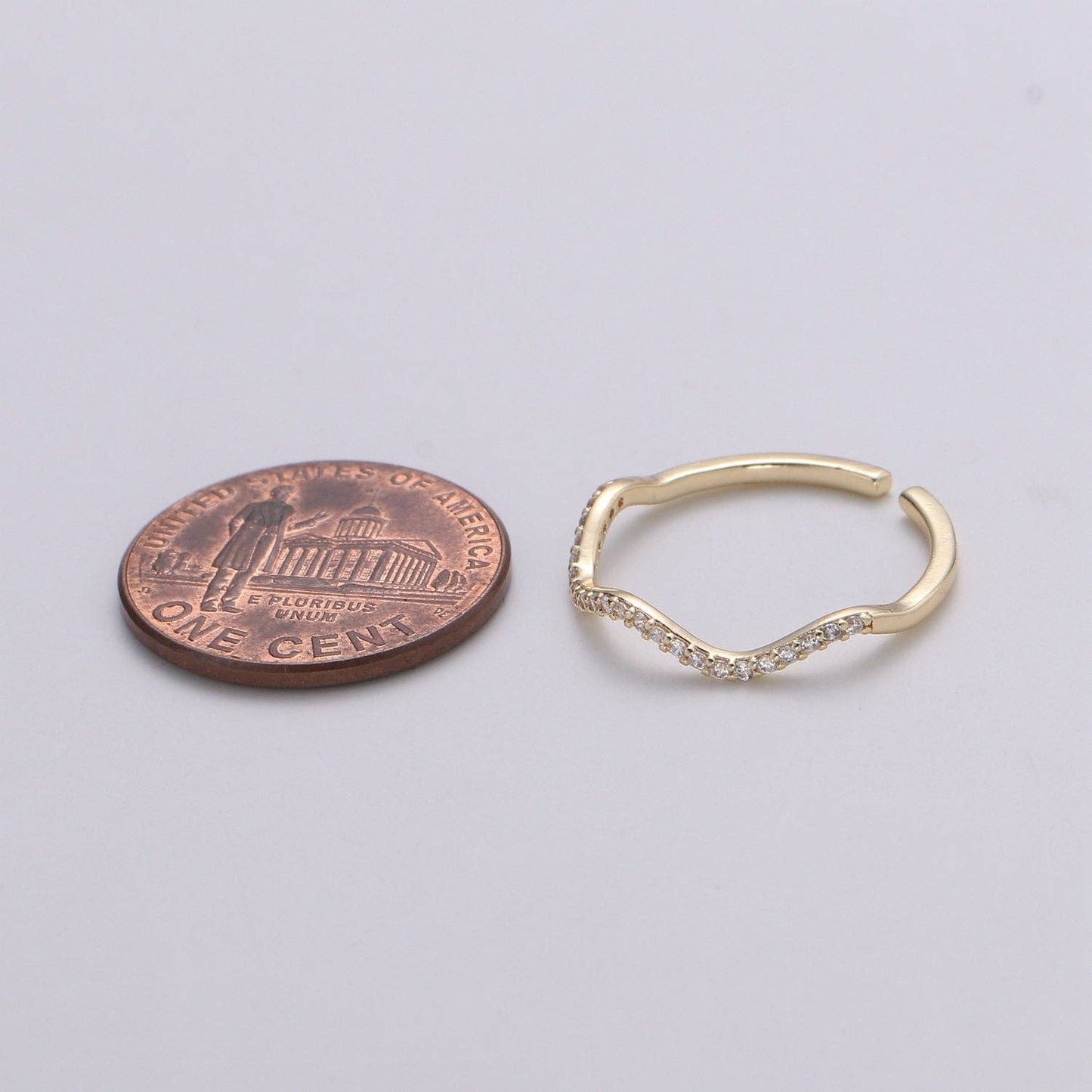 Cz Gold wave ring, Micro Pave Open Ring Gold Vermeil ring, Dainty wave ring, Ocean ring, Micro Pave Stacking rings, Beach ring gold wave | R123