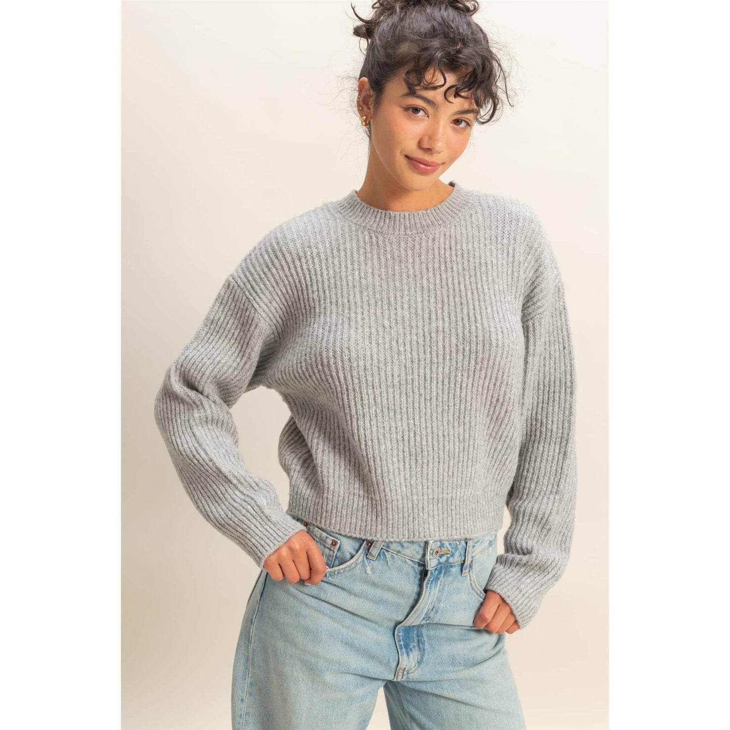 Ribbed Crew Neck Sweater