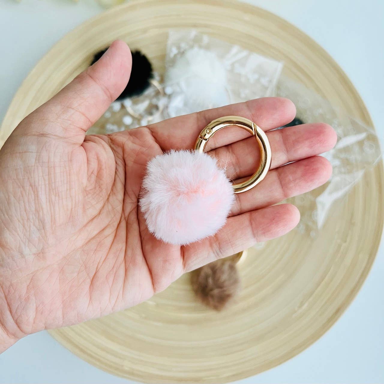 Pom Pom Furry Pouf Mini Keychain Thank You Gift