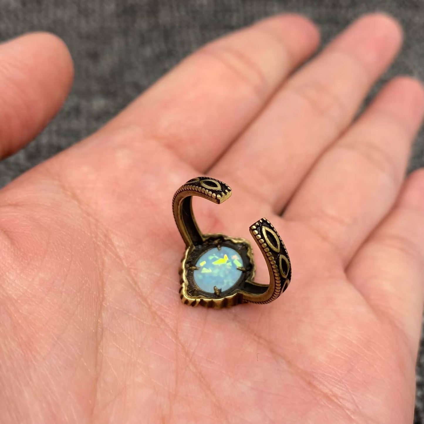 Vintage Cross Pattern Bronze Adjustable Ring