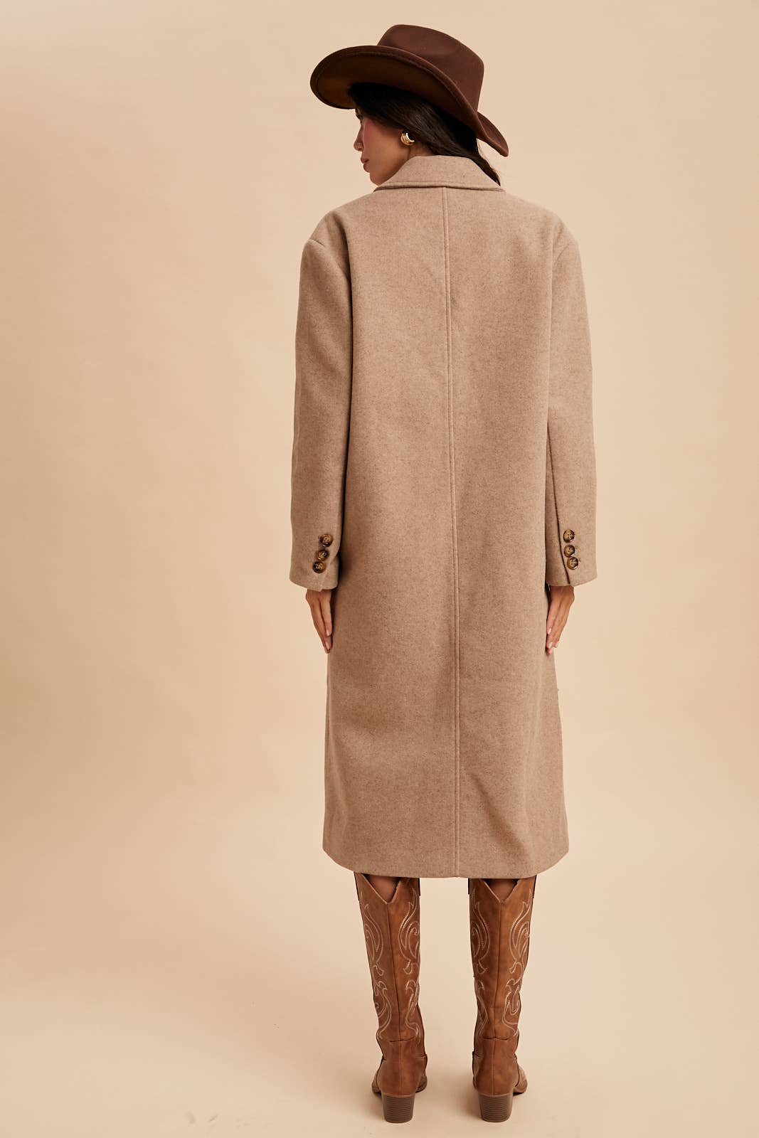 FELTED DOUBLE BREASTED LAPEL DUSTER COAT