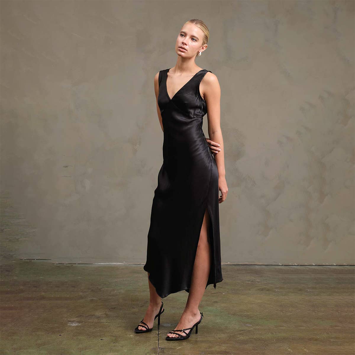 Side Slit Satin Dress - RD1010