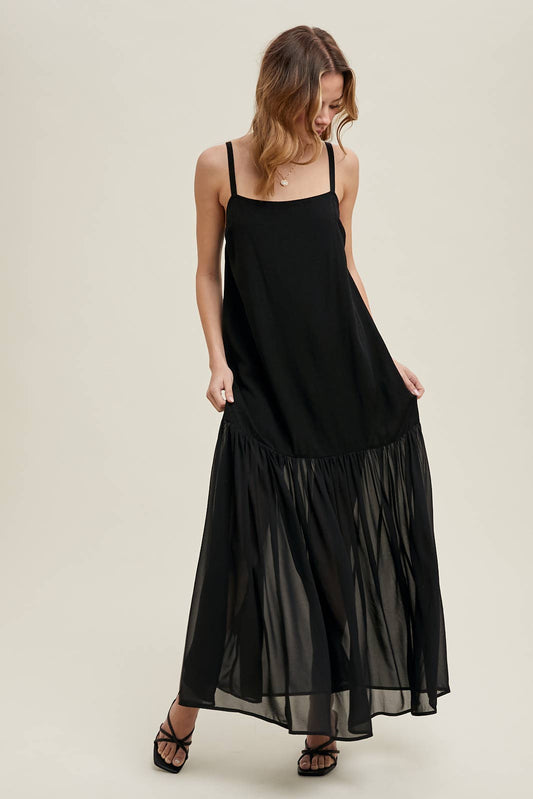 MIXED MEDIA CAMI MAXI DRESS / WL25-10164