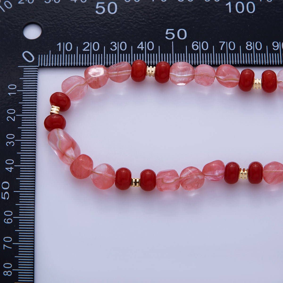 16K Gold Filled 8mm Red Quartz Carnelian Gemstone Bead 17.5 Inch Handmade Necklace | WA-019