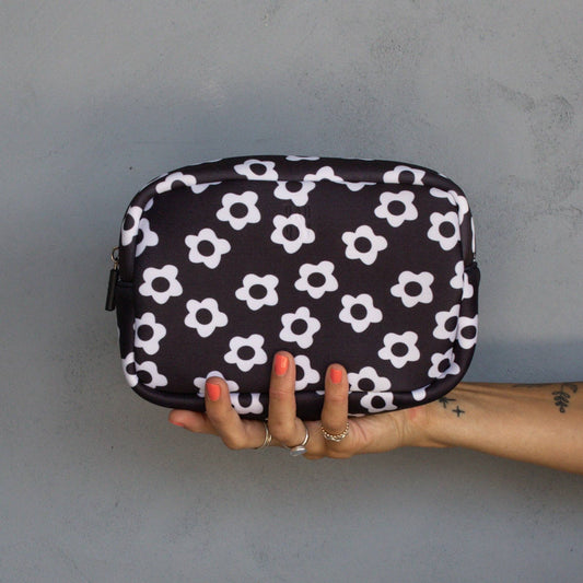 Neoprene Pouch in White Flower