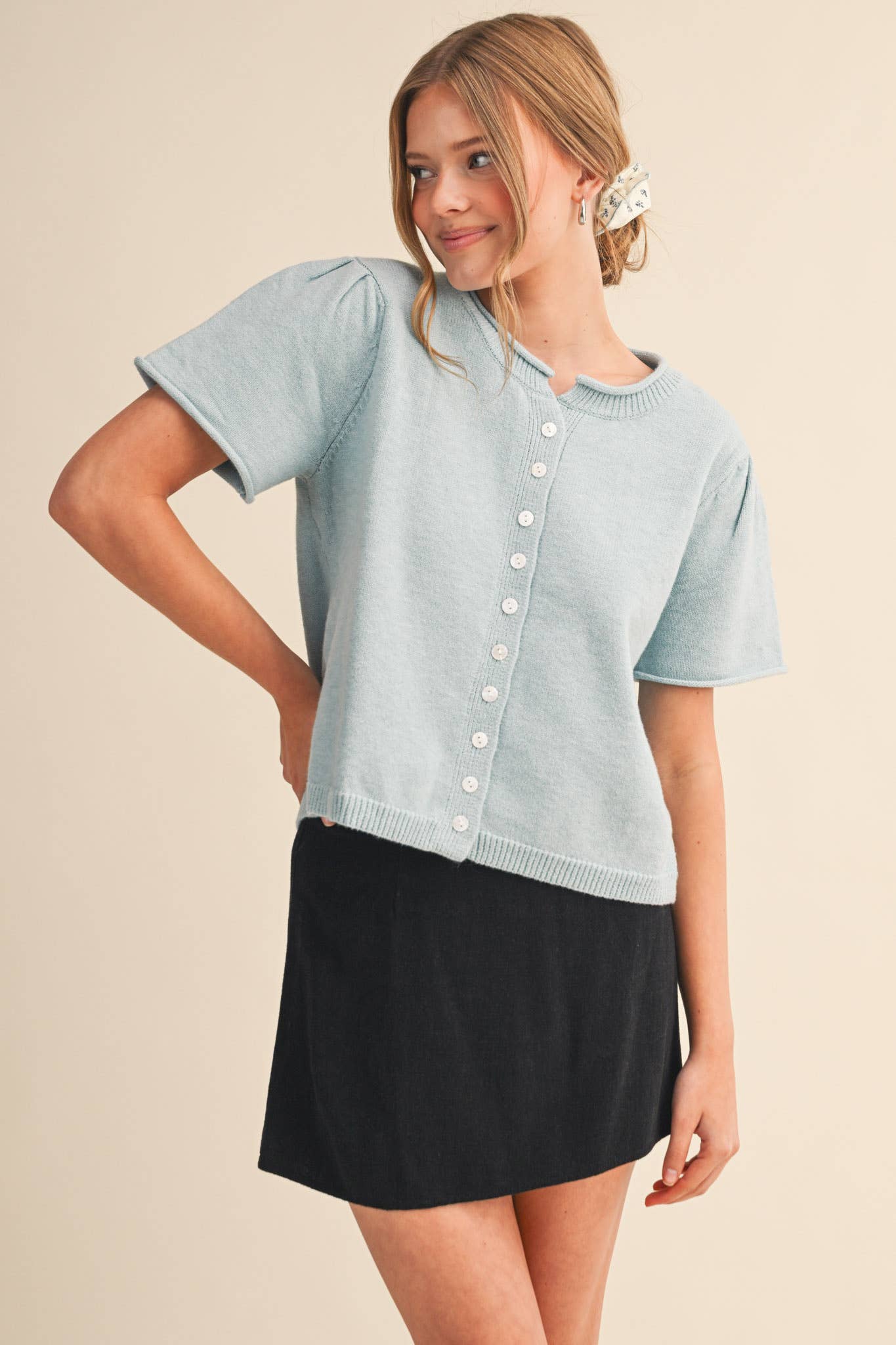 SHORT SLEEVE SWEATER CARDIGAN MSW11297