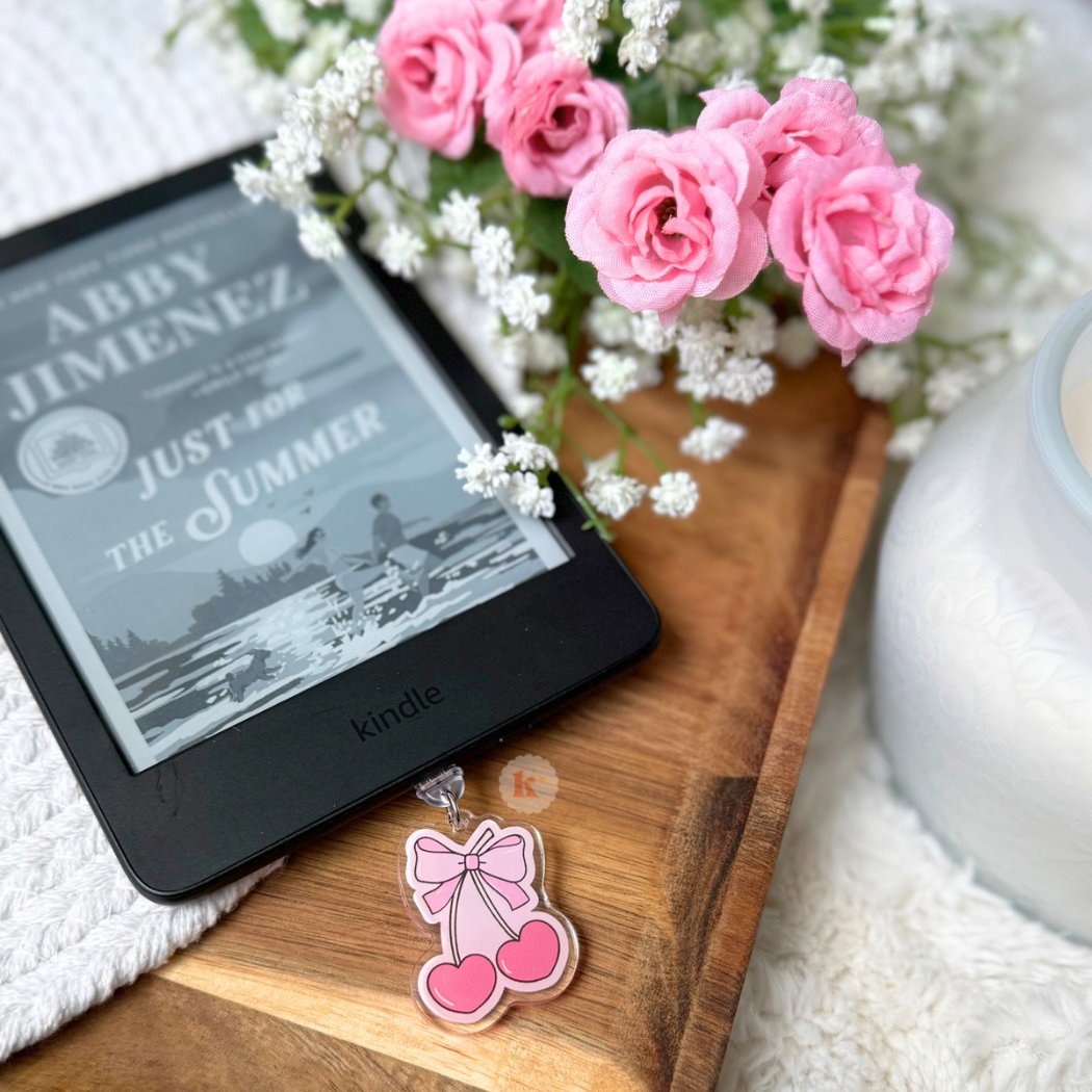 Cherry bow kindle charm, kindle case accessories, bookish 