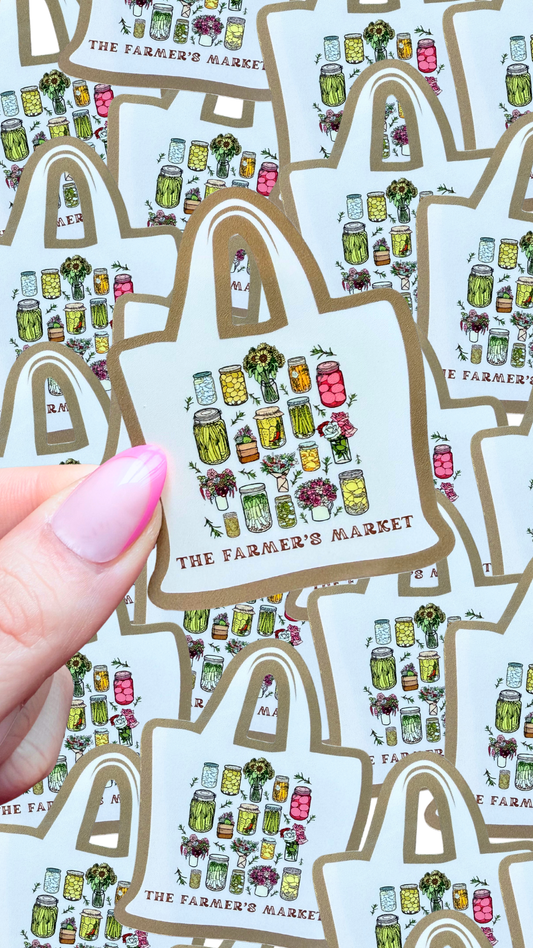 Farmers Market tote bag waterproof sticker 