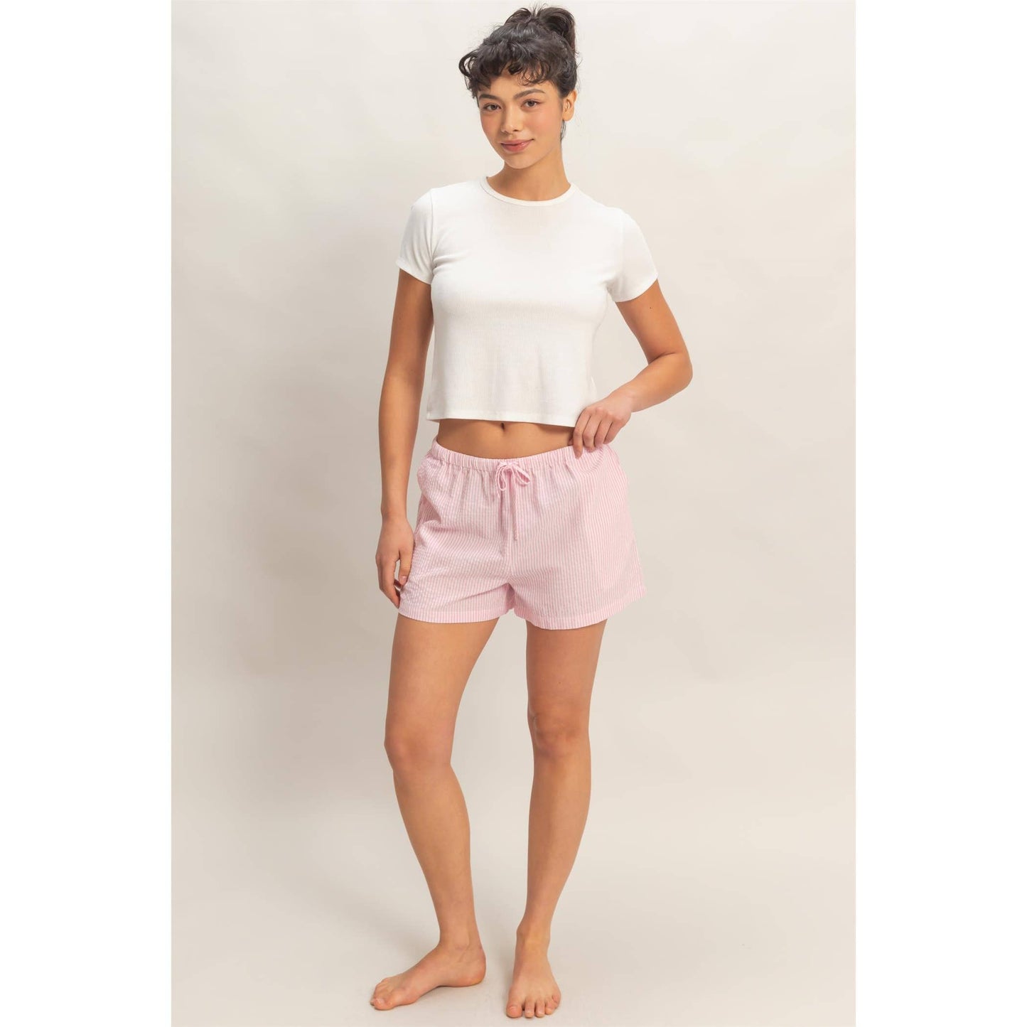 Striped Drawstring Waist Shorts