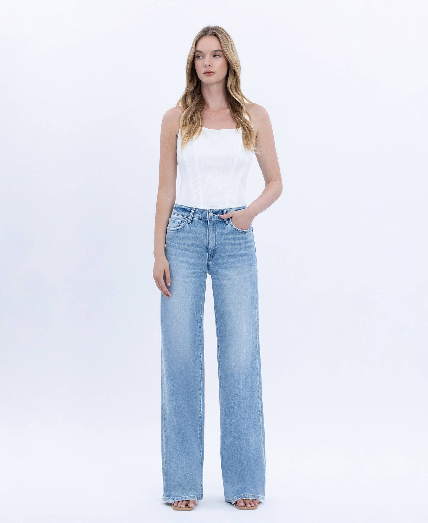 HIGH RISE FULL LENGTH WIDE JEANS F6060