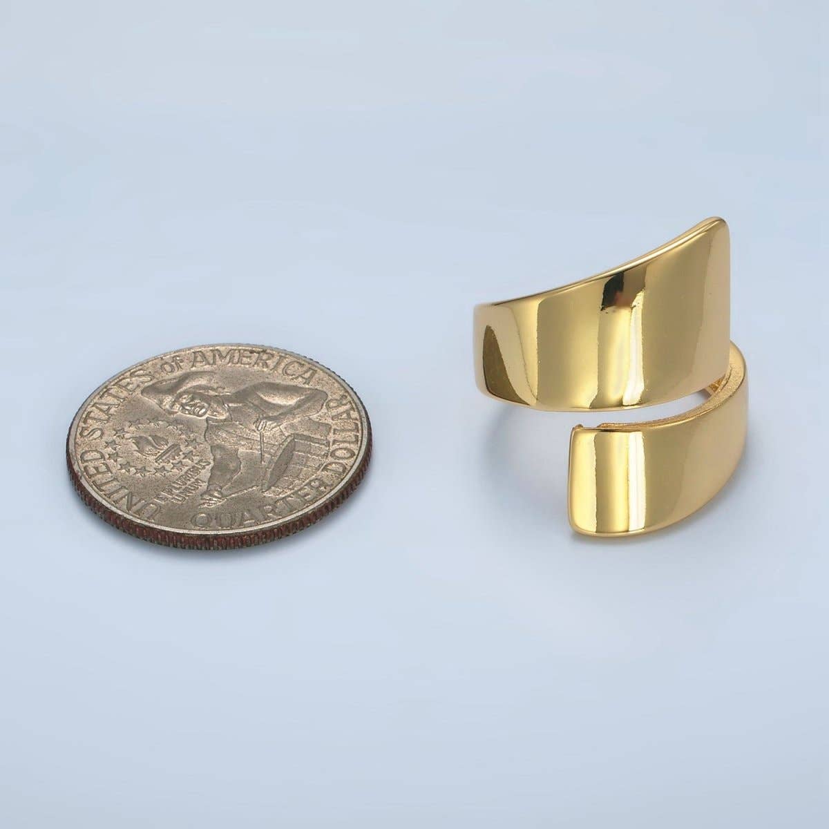 24K Gold Filled Minimalist Double Band Signet Wrap Ring | O1404