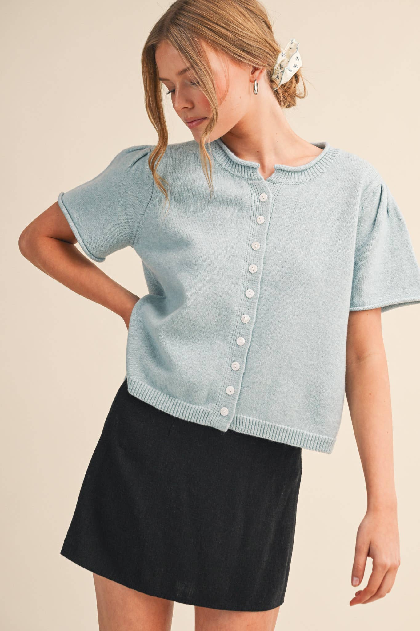 SHORT SLEEVE SWEATER CARDIGAN MSW11297