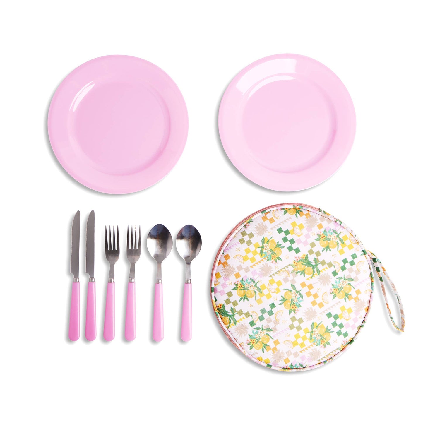 9pc Picnic Pouch Set - Lemon Checkered