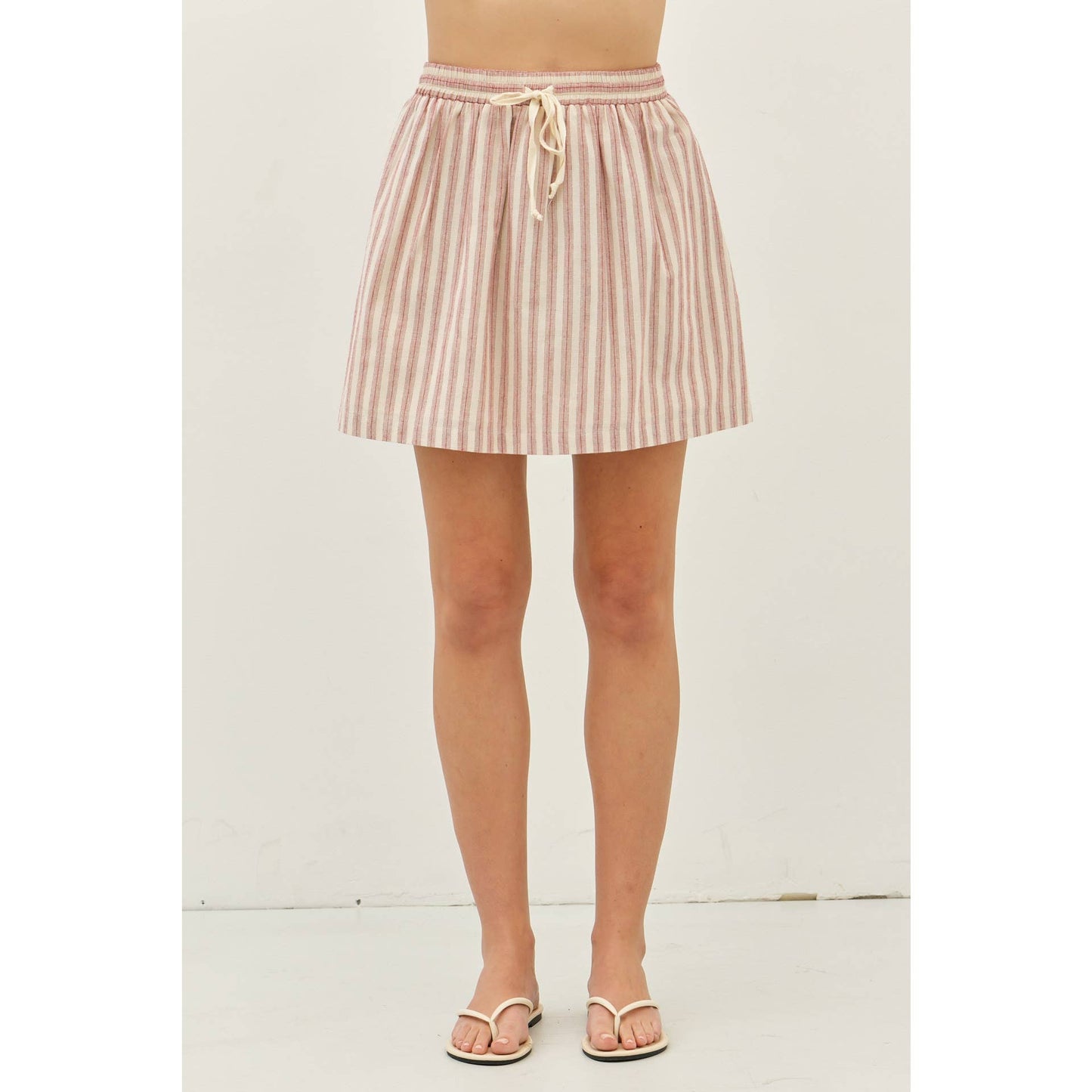 STRIPE MINI SKIRT WITH ELASTIC BAND AND POCKETS