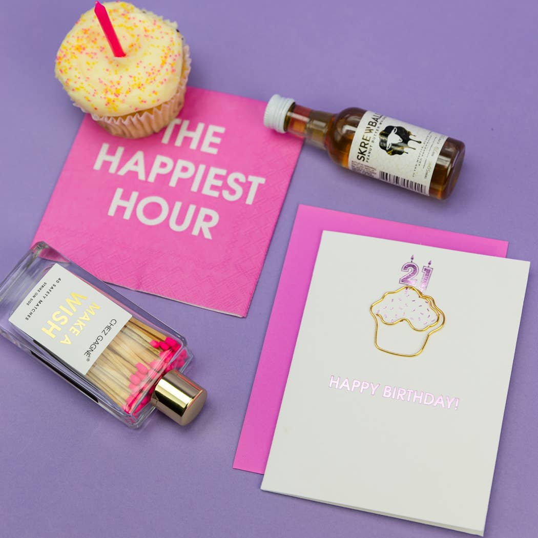 Make A Wish - Birthday Glass Bottle Safety Matches - Bright Pink