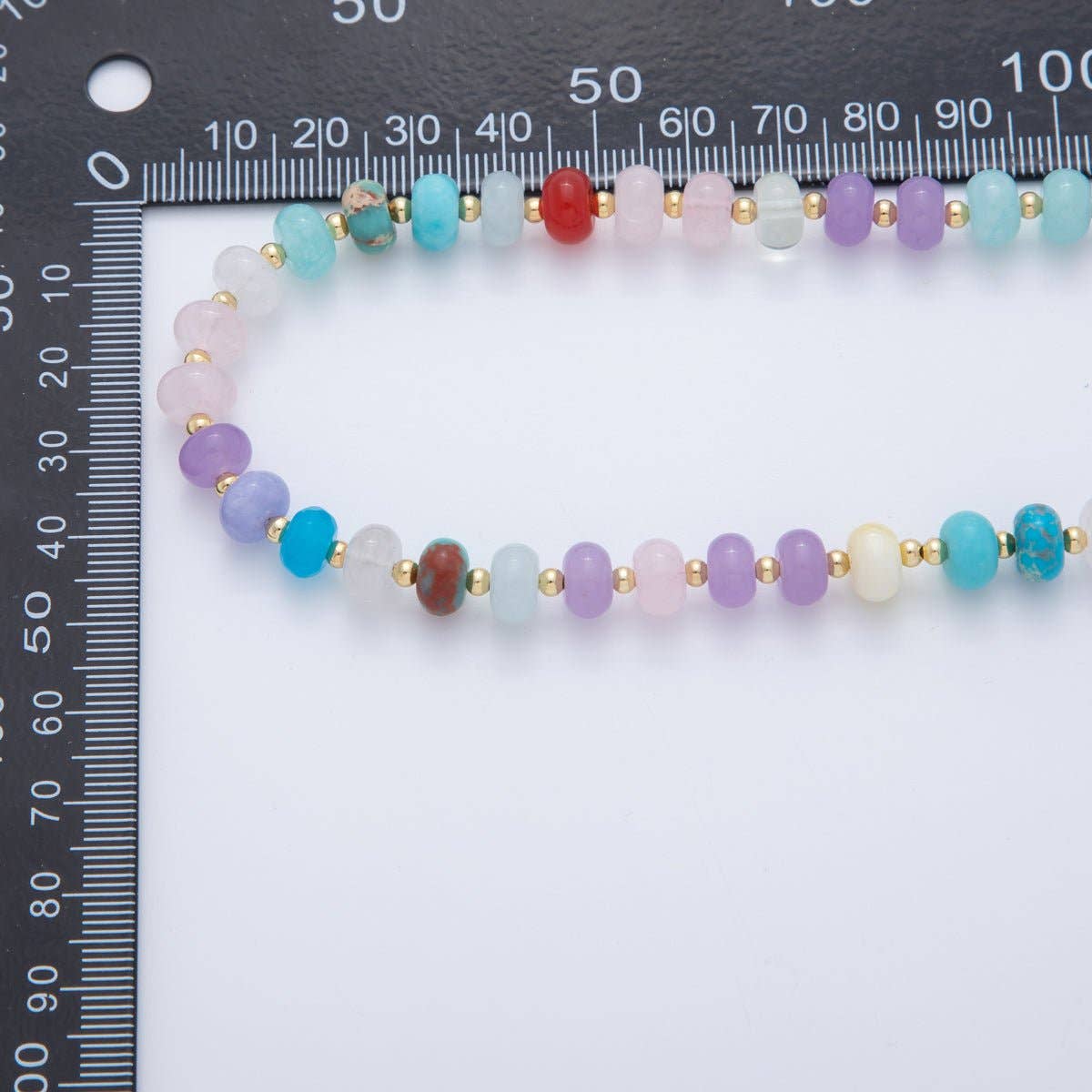 18K Gold Filled Natural Gemstone Rondell Bead 17.6 Inch Necklace | WA-A3305
