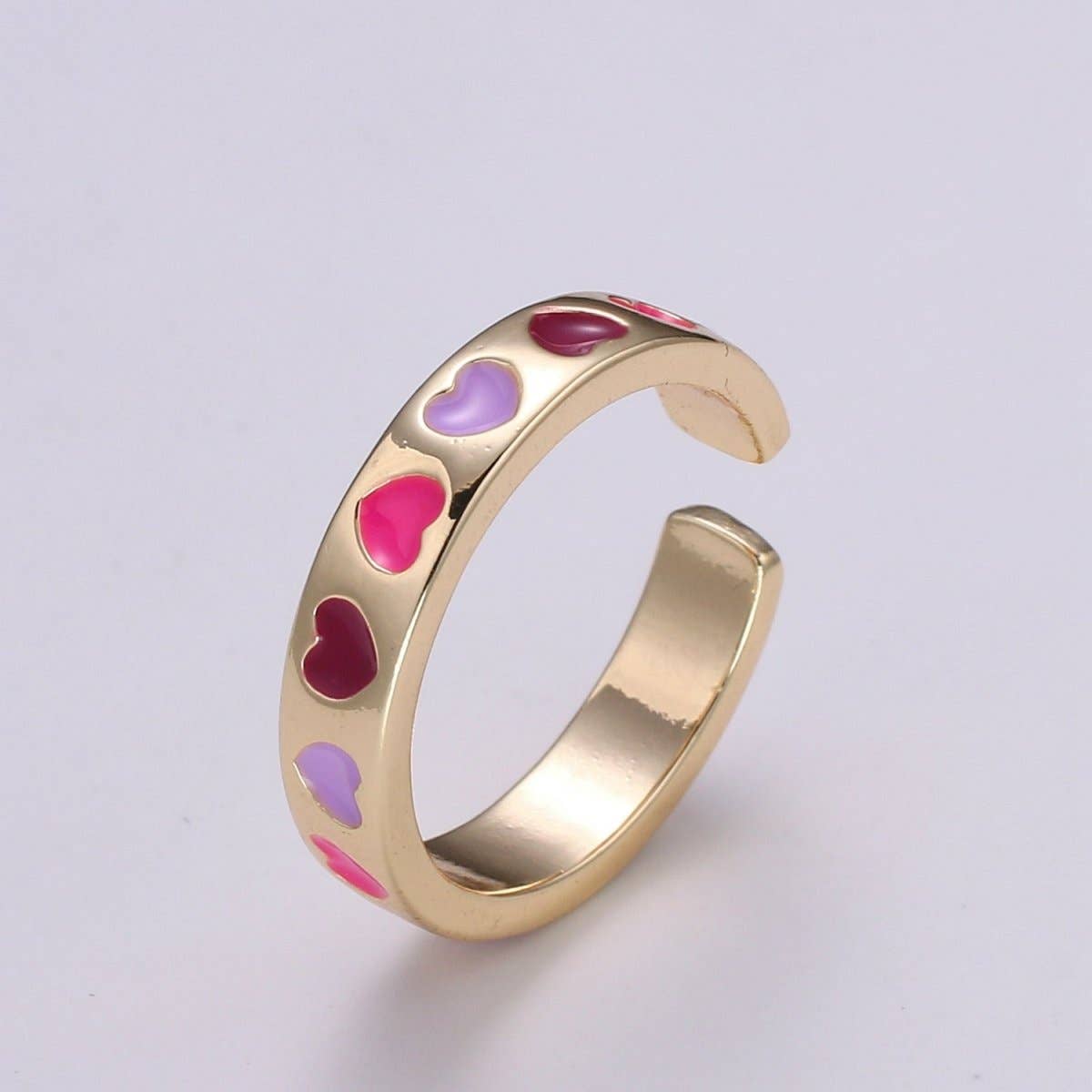 Gold Heart Ring, Love Ring, Open Heart Ring Adjustable Open Ring, Gold Stacking Ring Minimalist Heart Ring for Relationship Friendship Ring R323
