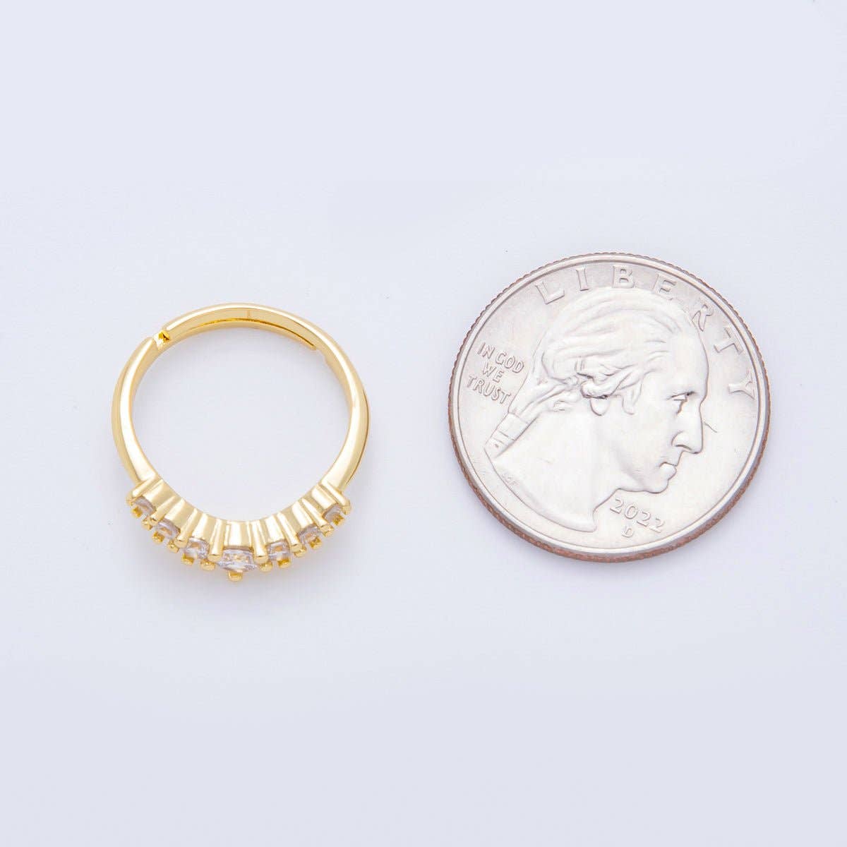18K Gold Filled Micro Paved CZ Gradient Crown Adjustable Ring | O-2251