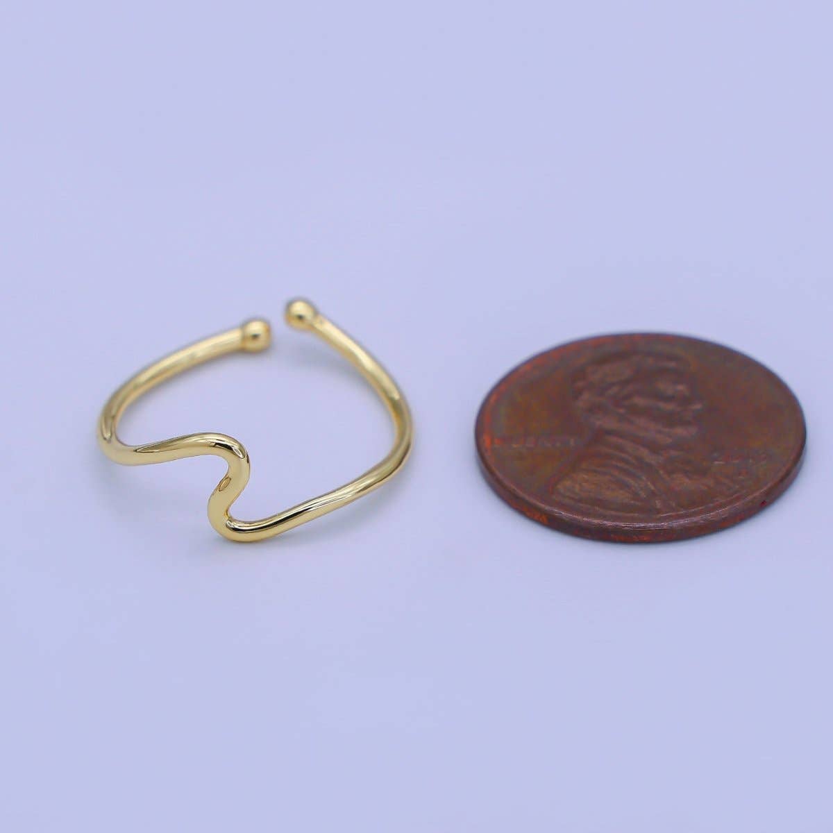 Minimalist Ring Gold Open Ring Wave Curvy Ring, Thin Ring Gold Ring Dainty Stackable Ring Adjustable Ring.R-084