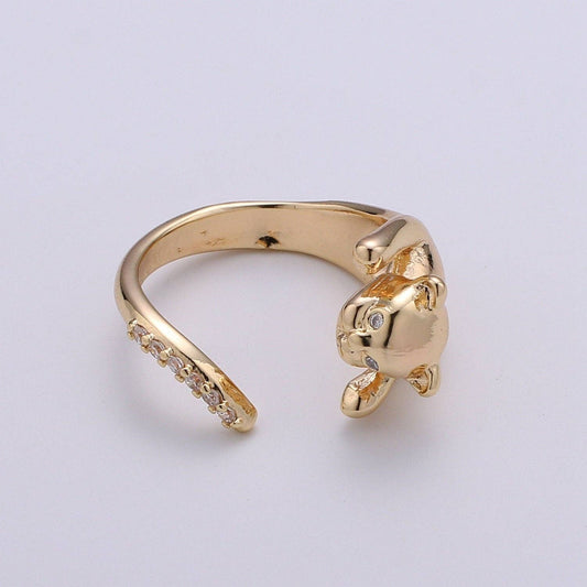 Gold Vermeil Ring Dainty Gold Cat Ring. Adjustable Ring Open Ring Gift For Birthday, Christmas, Gifts For Her. Cat Lover Jewelry Gift Idea