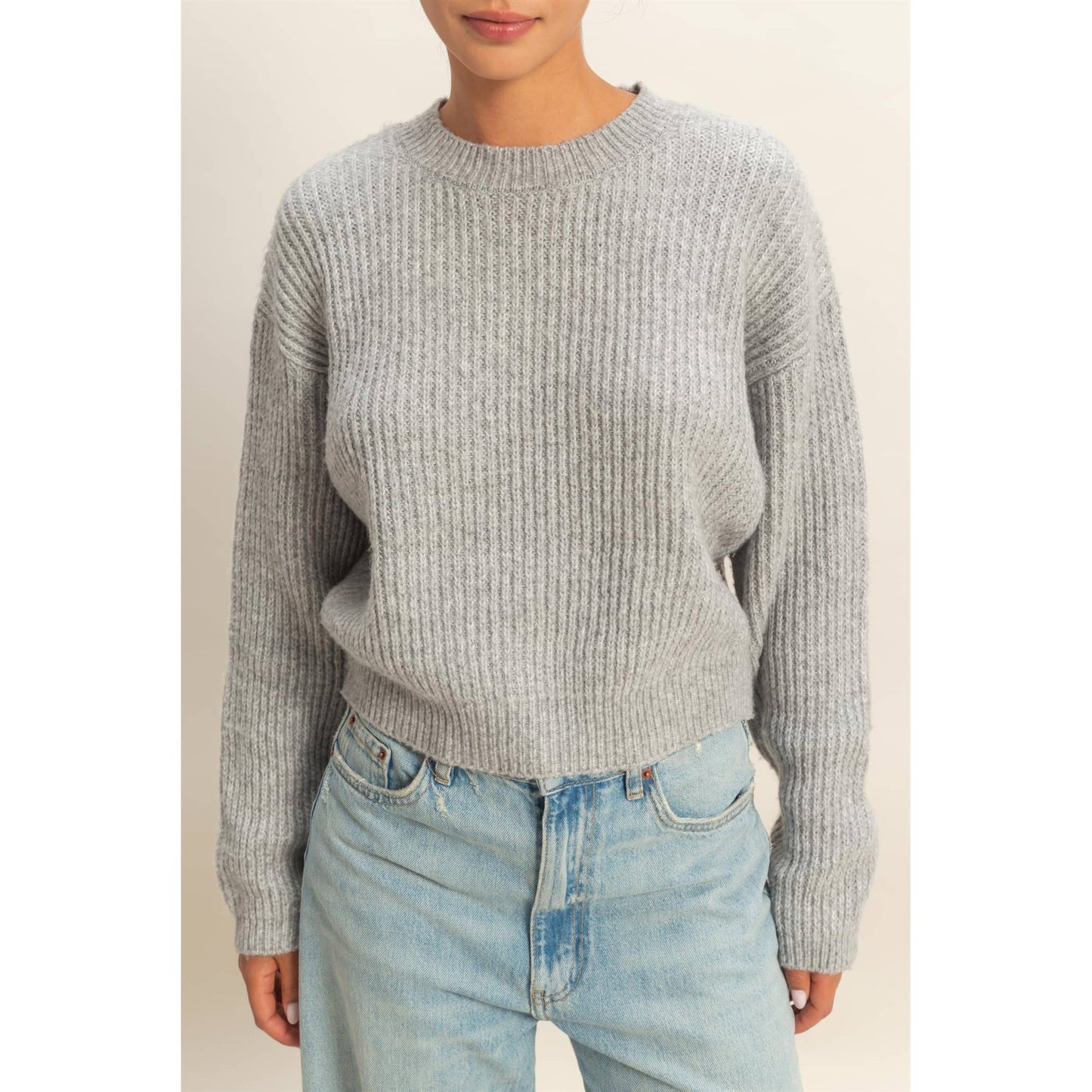 Ribbed Crew Neck Sweater