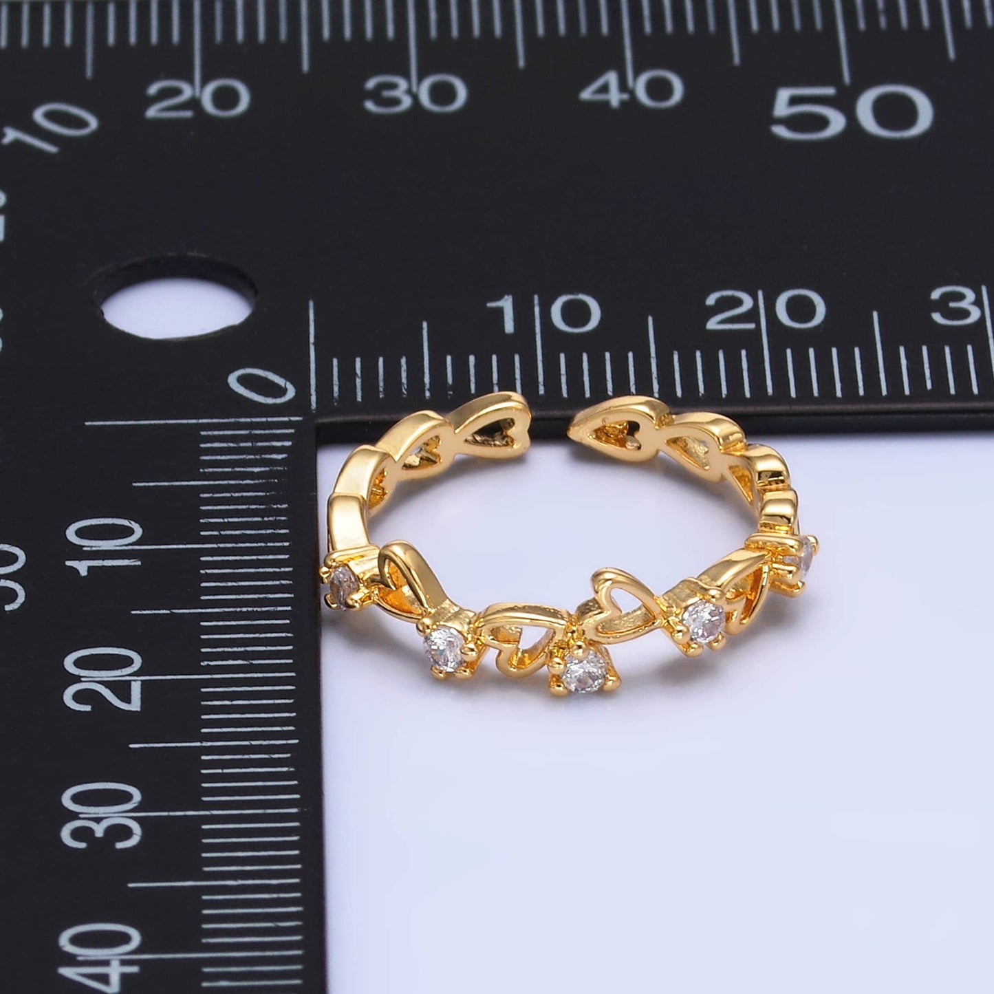 Dainty Open Heart Ring in Gold with Micro Pave Cz Stone