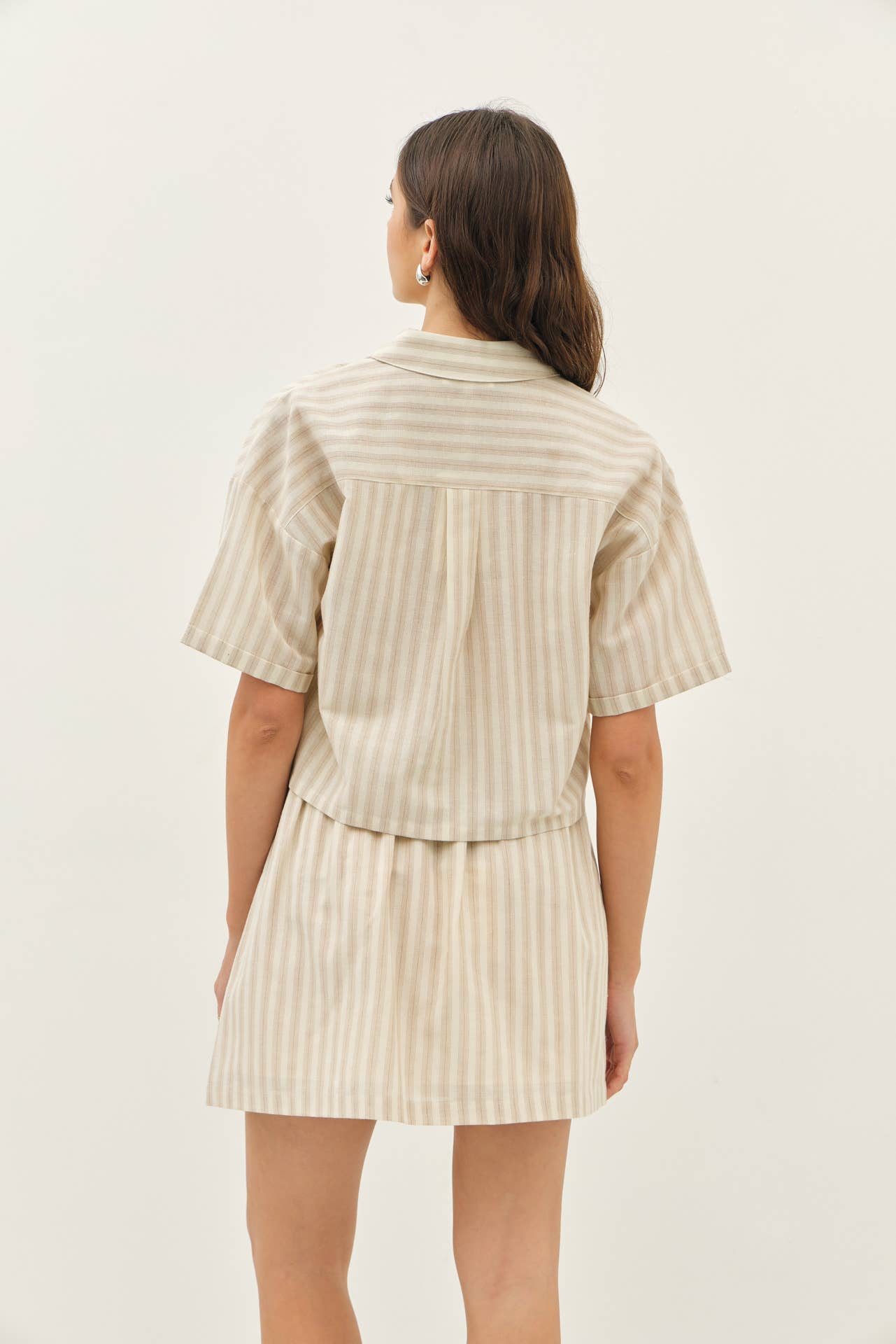 STRIPE MINI SKIRT WITH ELASTIC BAND AND POCKETS