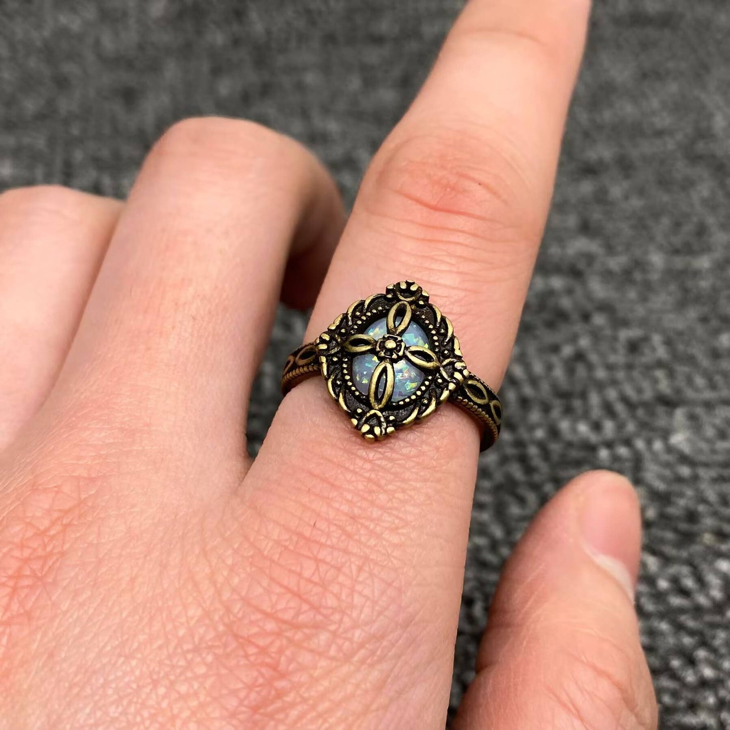Vintage Cross Pattern Bronze Adjustable Ring