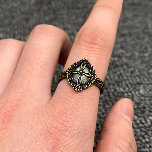 Vintage Cross Pattern Bronze Adjustable Ring