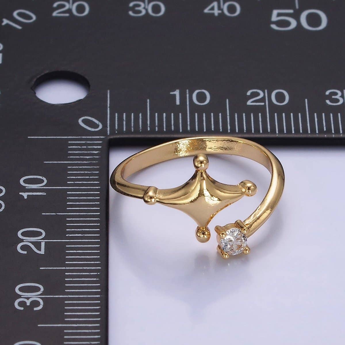 14K Gold Filled Celestial Star Dotted CZ Wrap Ring | O1260