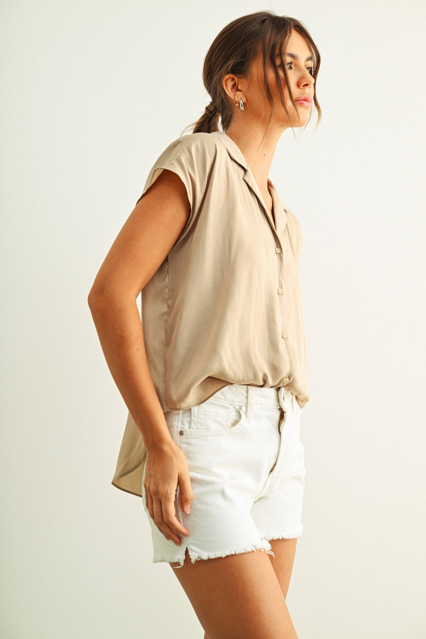 MMT1194   BUTTON DOWN CAP SLEEVE SHIRTS